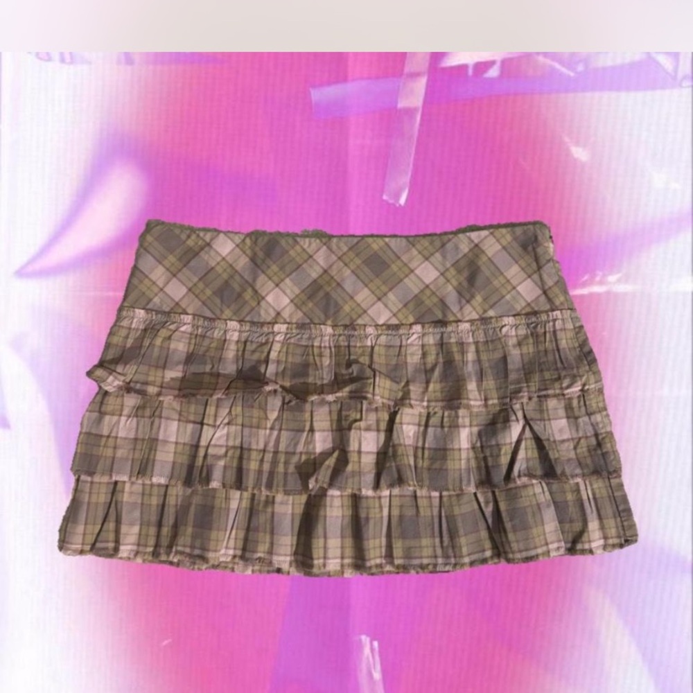 Plaid Ruffle Skirt - Green